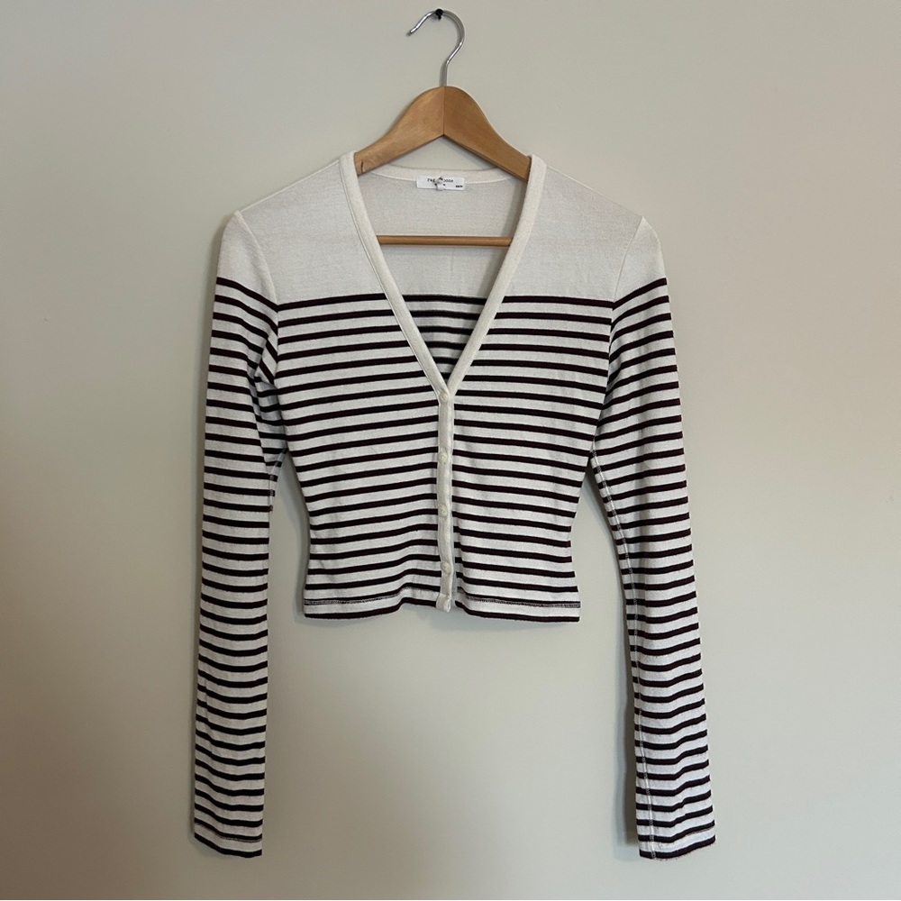 Rag & Bone Striped V-neck Cropped Cardigan